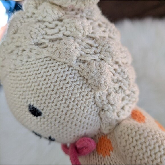 Cuddle + Kind 13" Small Lucy the Lamb Handmade Knit Lamb Plush Toy Cream Pink - Picture 8 of 8